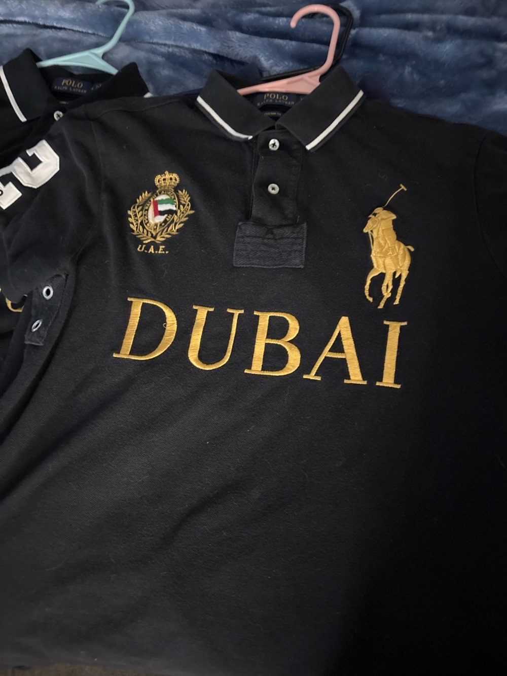 Polo by Ralph Lauren Black Polo Shirt with Gold Dubai Embroidery